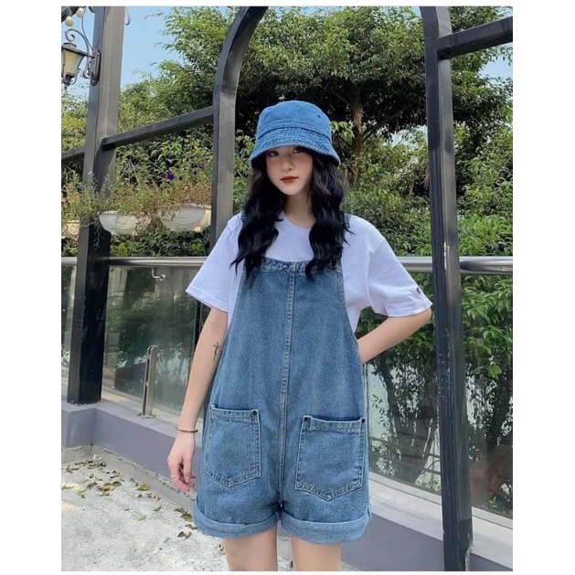 [SIZE S/M/L] YẾM BÒ NỮ NGẮN SUÔNG ❤ FREESHIP ❤ Yếm quần bò jeans nữ ngắn suông ulzzang