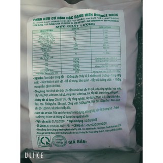 Phân hữu cơ tan chậm Bounce Back 500gr