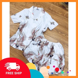 [Hàng Loại 1] Đồ Bộ Satin Lụa Con Hạc Sang Chảnh, Cao Cấp
