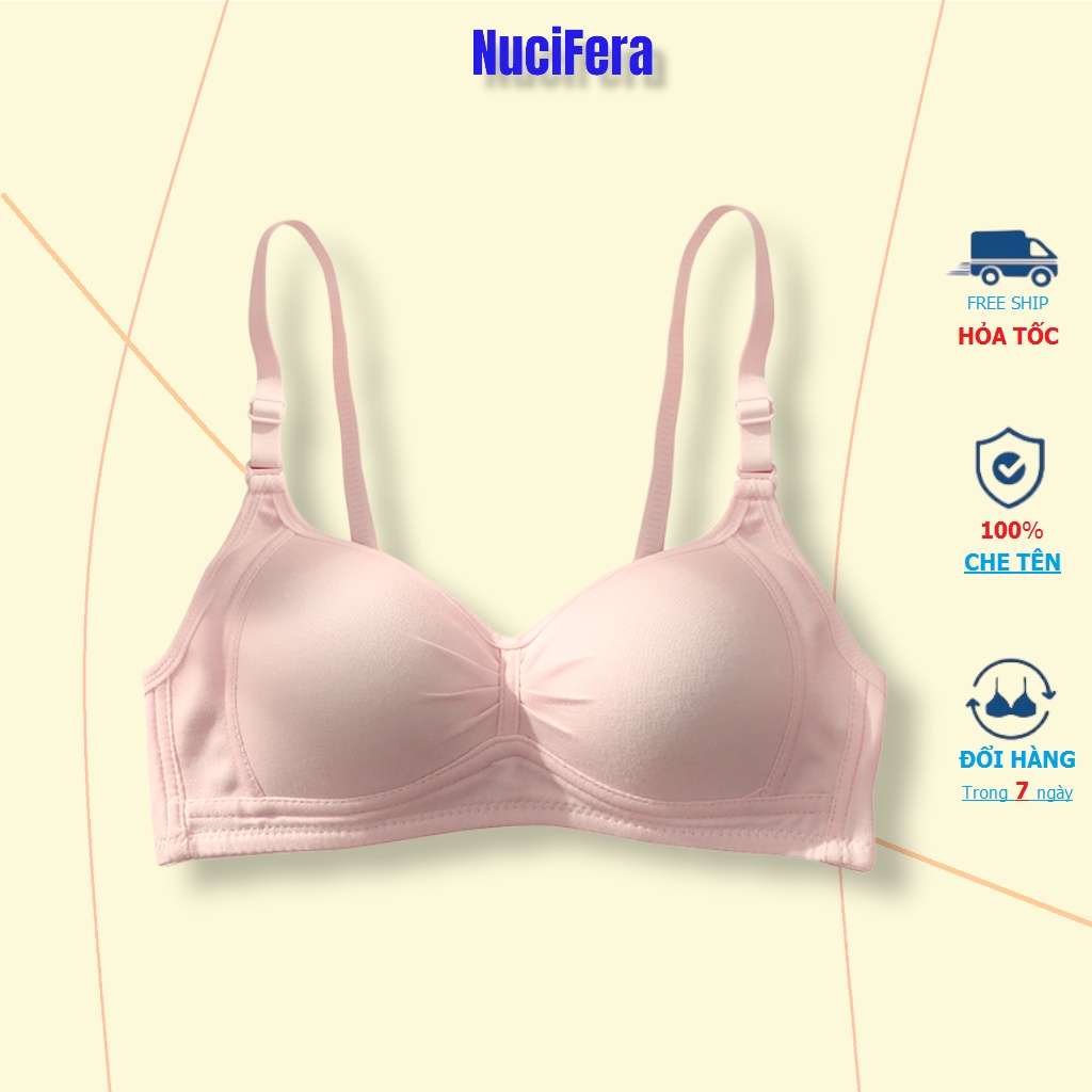 Áo ngực nữ không gọng đệm mỏng, cotton tinh khiết màu dịu nhẹ _AL56 NuciFera