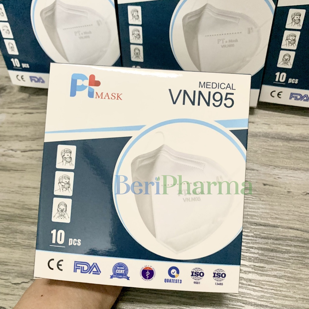 ✅[CHÍNH HÃNG] PT Mask VNN95 Combo 10 Khẩu trang Không Van Thở 4 Lớp