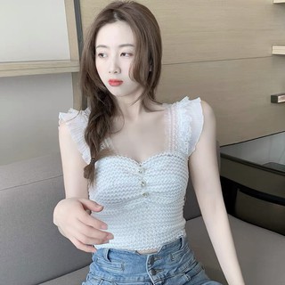 Áo 2 dây bản to ren dáng croptop - Áo hai dây khuy ngực chất ren cứng khóa lưng