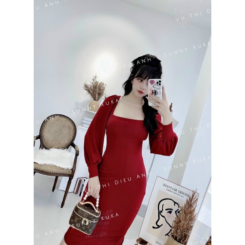 VÁY BODY TAY BỒNG CỔ VUÔNG MS17283