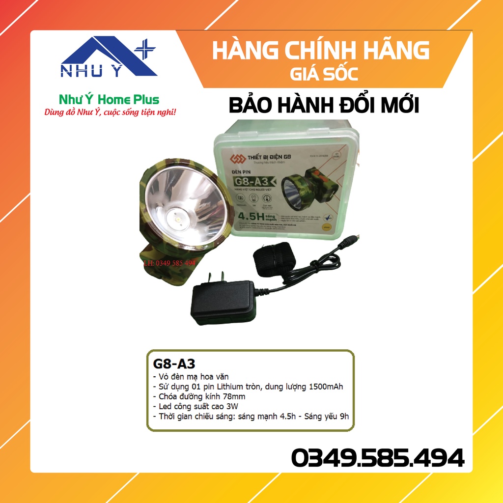 Đèn Pin Đội Đầu Siêu Sáng A3 Pin Sạc (Hàng nội địa Việt Nam full phụ kiện) - [CHÍNH HÃNG]