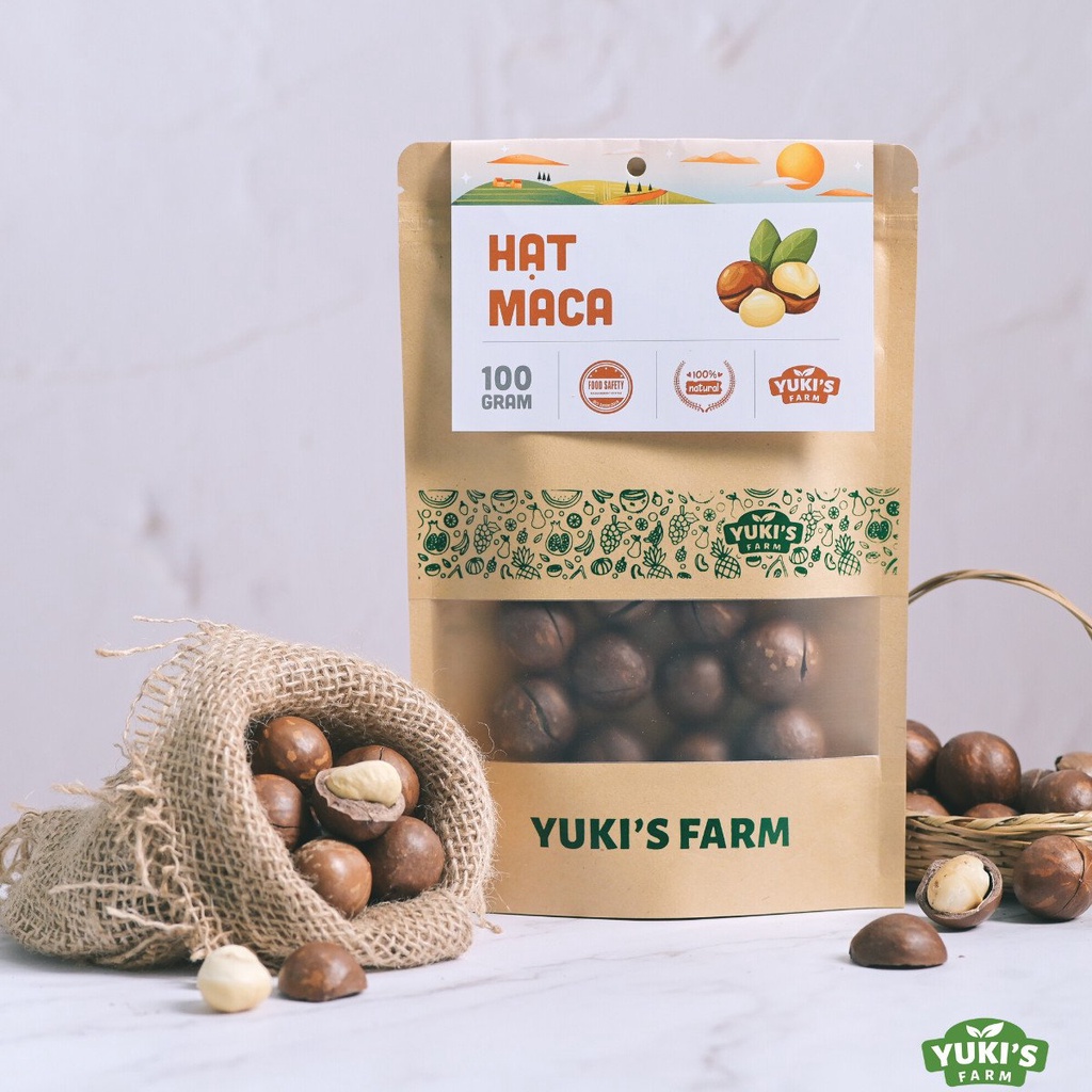 Hạt Macca Vỡ, Nứt Vỏ gói  100G YUKI FARM Tặng Kèm Khui Hạt,Hạt Dinh Dưỡng Organic Cho Bà Bầu, Hỗ Trợ Giảm Cân, Ăn Kiêng