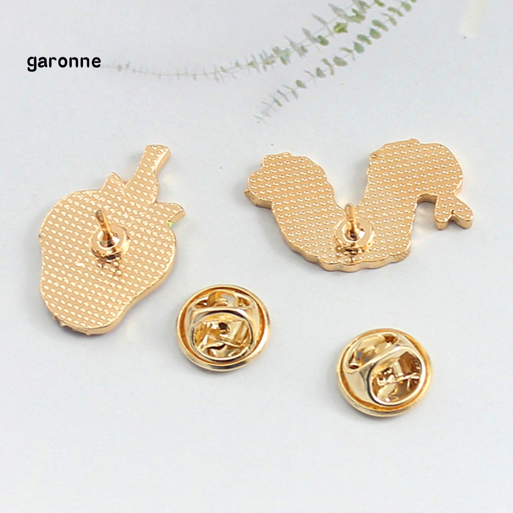 GA_Cartoon Strawberry Worm Enamel Badge Collar Lapel Brooch Pin Clothes Jewelry