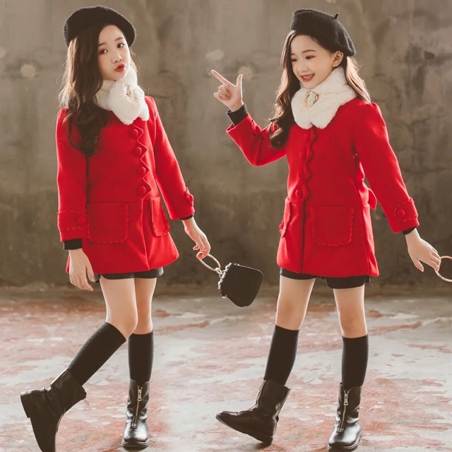 Áo khoác dạ bé gái