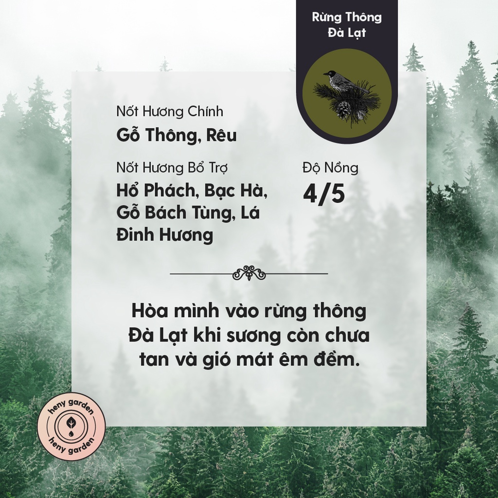 Tinh Dầu Phối Hương Da Lat Forest (Gỗ) Xông Thơm Phòng, Làm Nến Thơm Thiên Nhiên Heny Garden 10mL