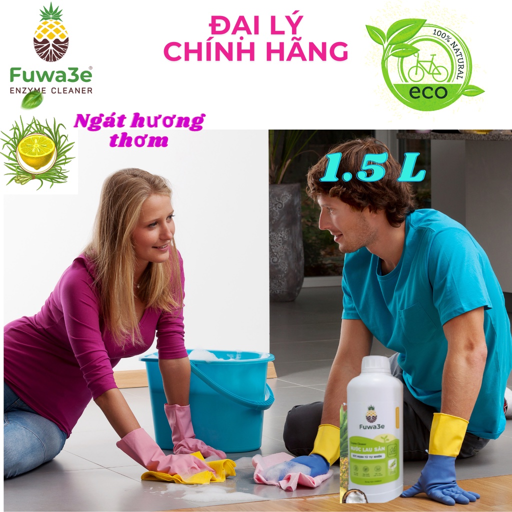 Nước Lau Sàn Hữu Cơ  Eco-Enzyme Fuwa3e Chanh Sả 1000ml, An Toàn Cho Da Bảo Vệ Trẻ Em, Tốt Cho Sức Khỏe Môi Trường