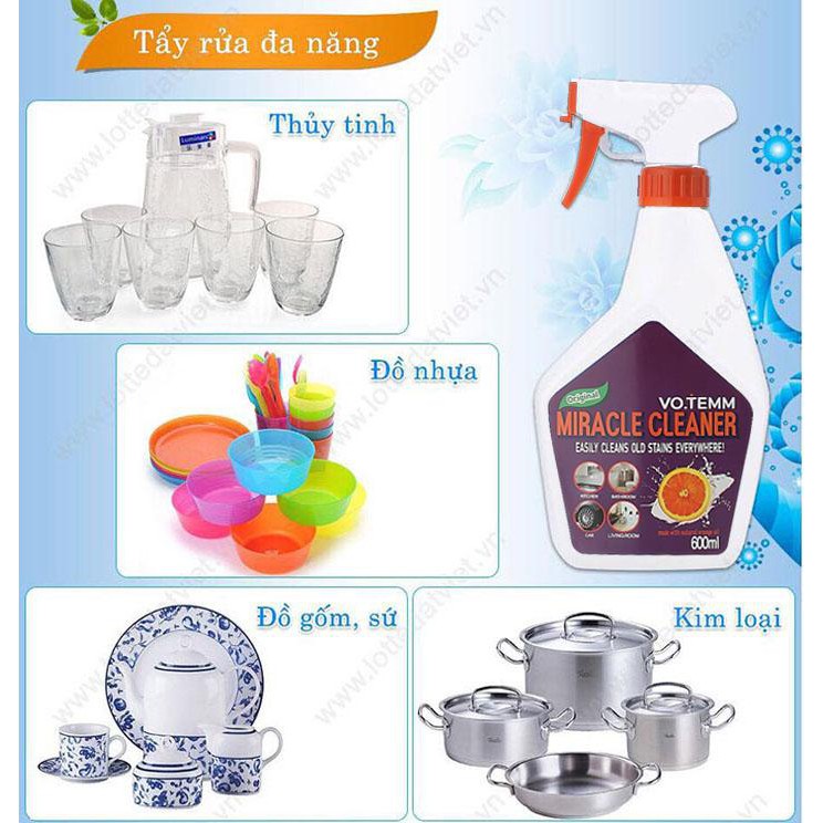 Set 5 chai xịt tẩy rửa đa năng Votemm Hàn Quốc (lau bếp, sàn, tủ lạnh, oto sạch bóng)