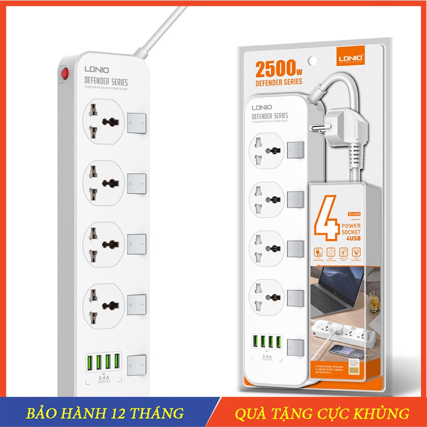 Sạc nhanh 4 cổng USB tích hợp ổ điện - sạc nhanh 3.4A thay thế củ sạc , cốc sạc dành cho Iphone và các dòng androi