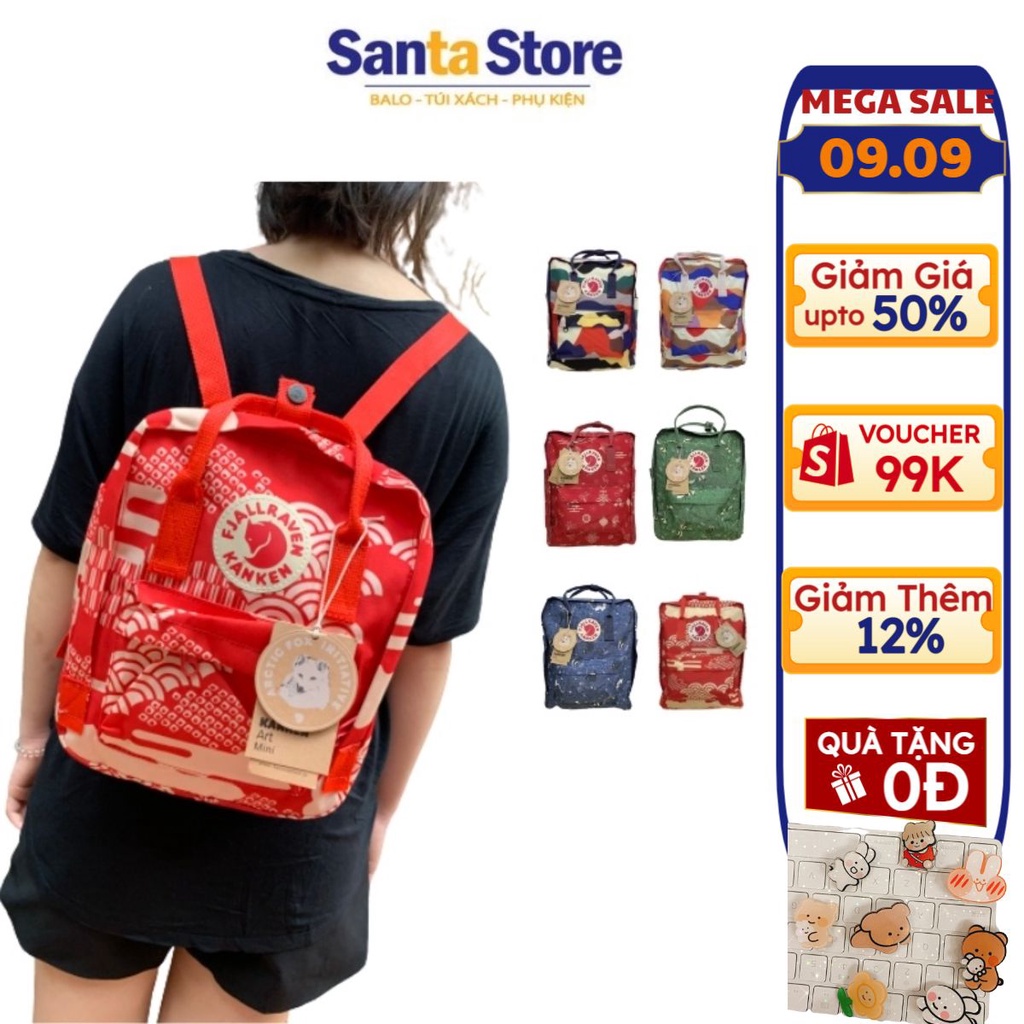 Balo Mini Art màu hoa đẹp thời trang cao cấp Ba lô nhỏ đi chơi, cho bé đi học mẫu giáo vải chống nước đựng đồ du lịch