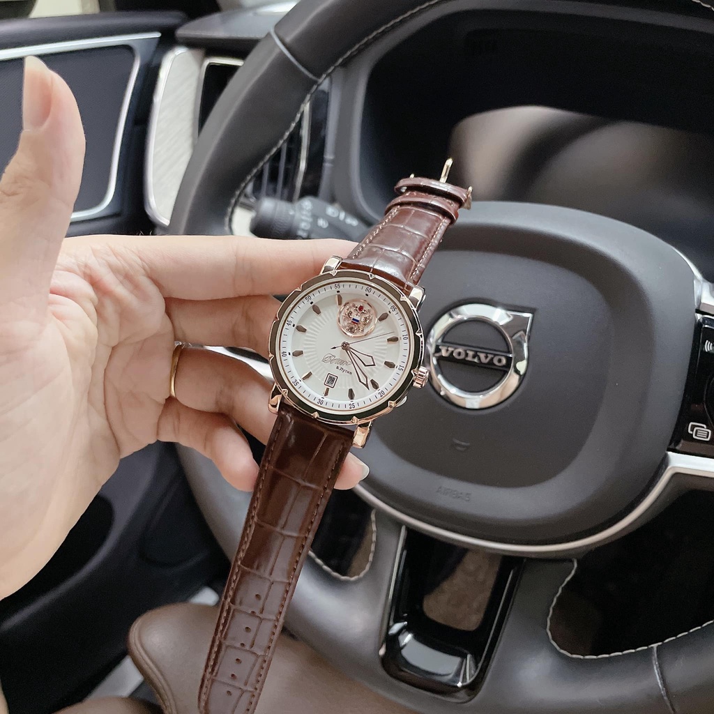 Đồng hồ Nga Poljot president carving Putin White, máy Automatic, dây da bò