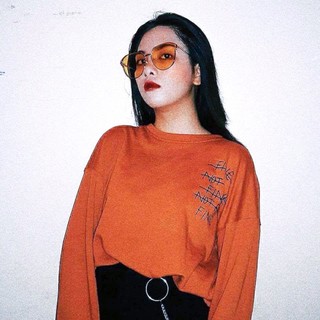 Áo thun tay dài nam nữ unisex cổ tròn, form rộng in chữ I'm Fine Cam