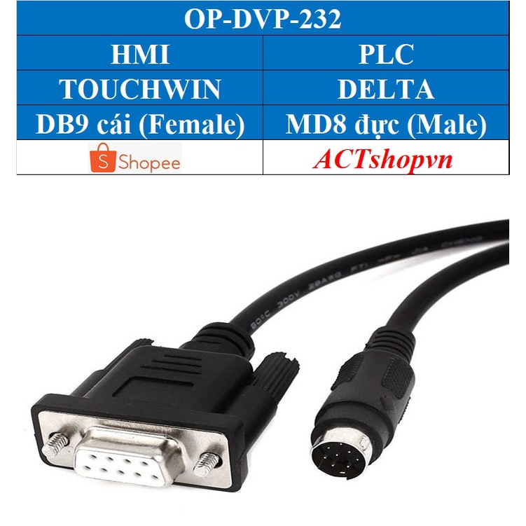 Cáp kết nối HMI OP320, OP320-A, OP325-A, OP320 A-S, MD204 Touchwin với các loại Plc thông dụng