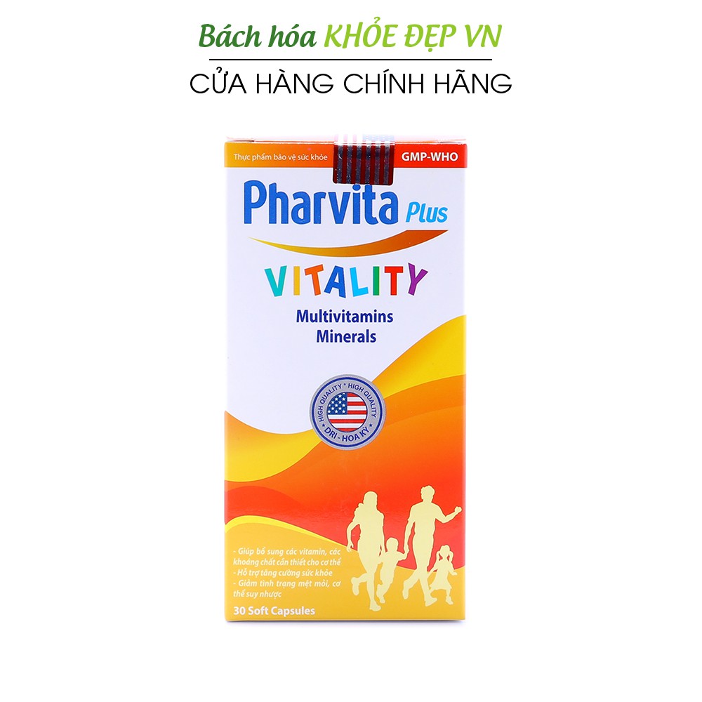 Vitamin tổng hợp Pharvita Plus Cam bồi bổ cơ thể, tăng sức đề kháng Chai 30 viên | Thế Giới Skin Care