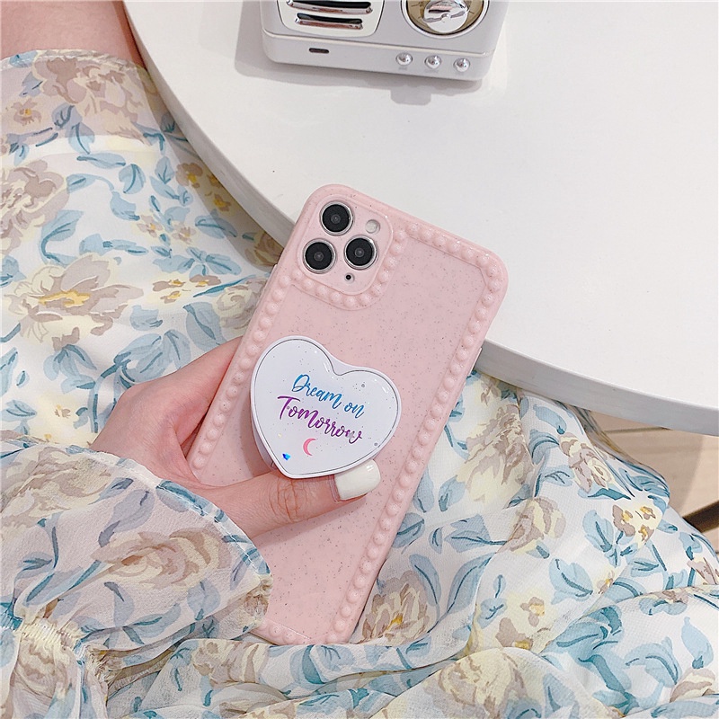 Ốp điện thoại có giá đỡ hình trái tim ba chiều cho Apple iPhone 11promax 8plus x/7p/xsXr SE20 12