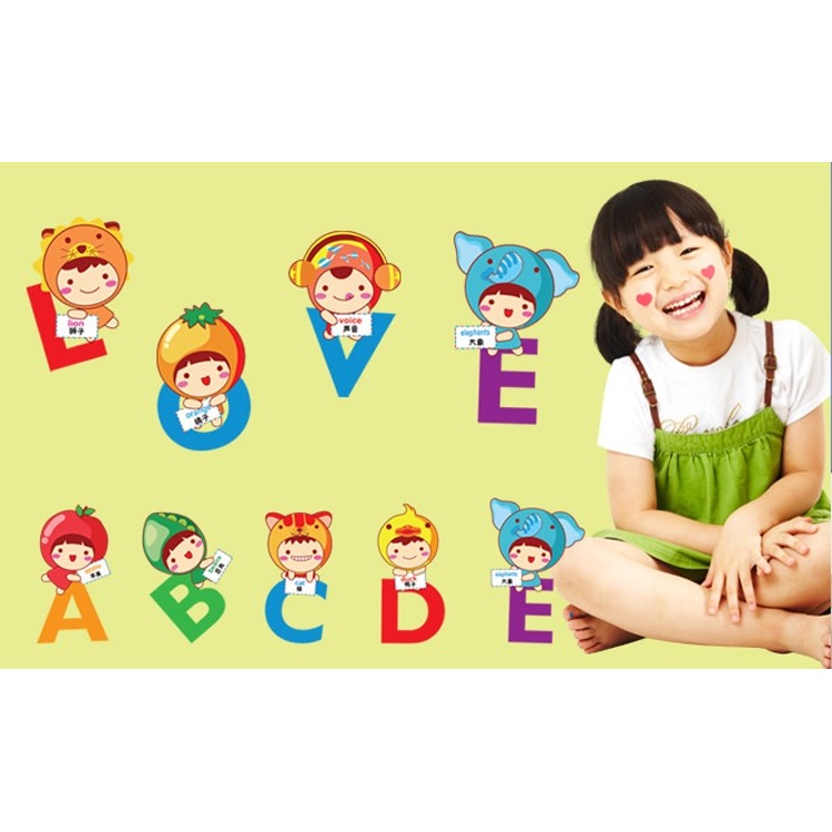 Decal dán tường decal trang trí bảng chữ cái 3 BINBIN EB113 (Có keo sẵn)