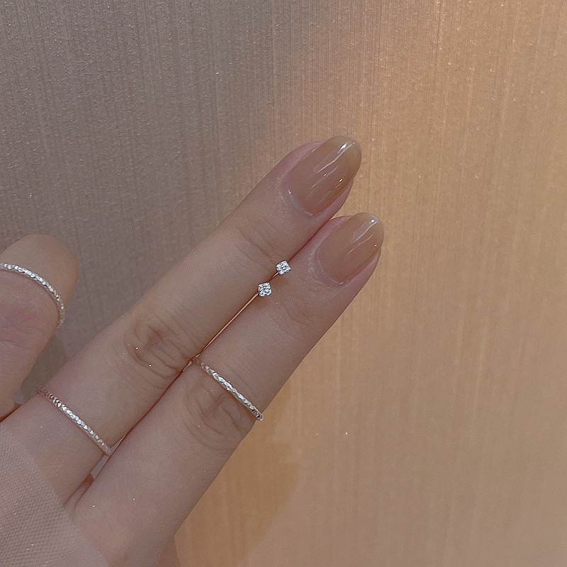 Bông tai bạc hình vuông nhỏ đơn giản tinh tế cho nữ