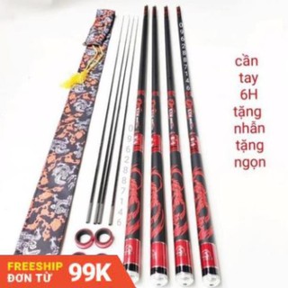 Cần câu tay xích long 6H catbon tặng ngọn phụ 360