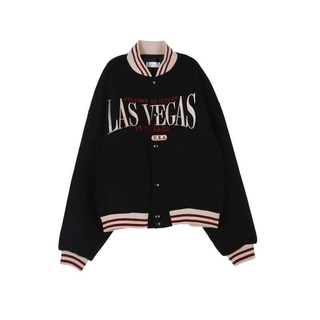 Áo khoác nam nữ- Bomber Jacket chất nỉ lót dù dày dặn form rộng unisex Thêu LAS VEGAS
