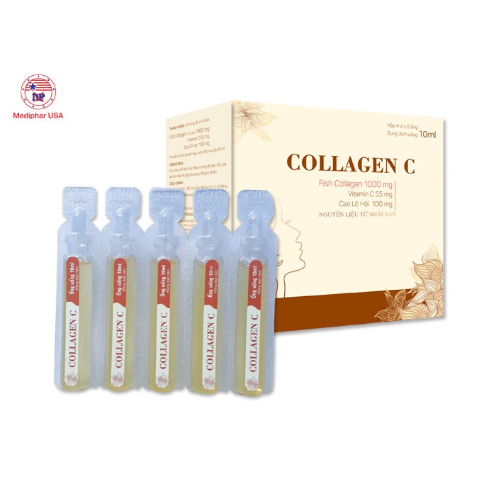 COLLAGEN C. Đẹp da, hạn chế lão hóa. Nguyên liệu Châu Âu. Hộp 4 vỉ x 5 ống x 10ml
