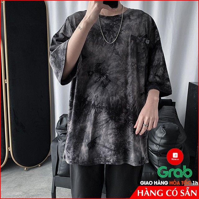 Áo loang màu nam form rộng tay lỡ cổ tròn có túi áo hàng Quảng Châu chất cotton xịn thời trang cá tính