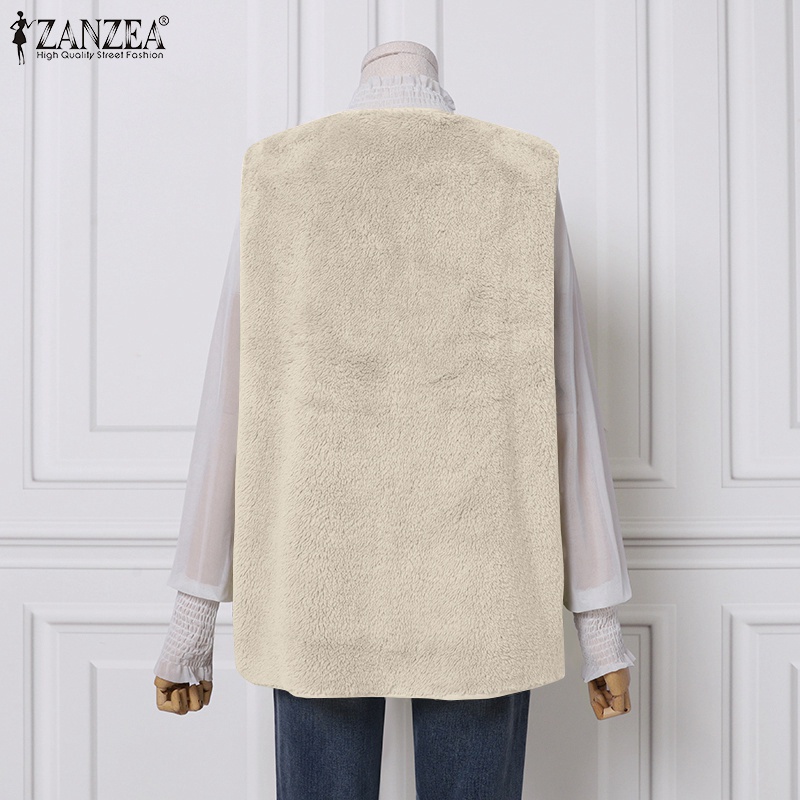 Áo khoác ZANZEA sát nách cổ tròn có hàng nút phía trước thiết kế đơn giản thời trang mùa đông cho nữ | BigBuy360 - bigbuy360.vn