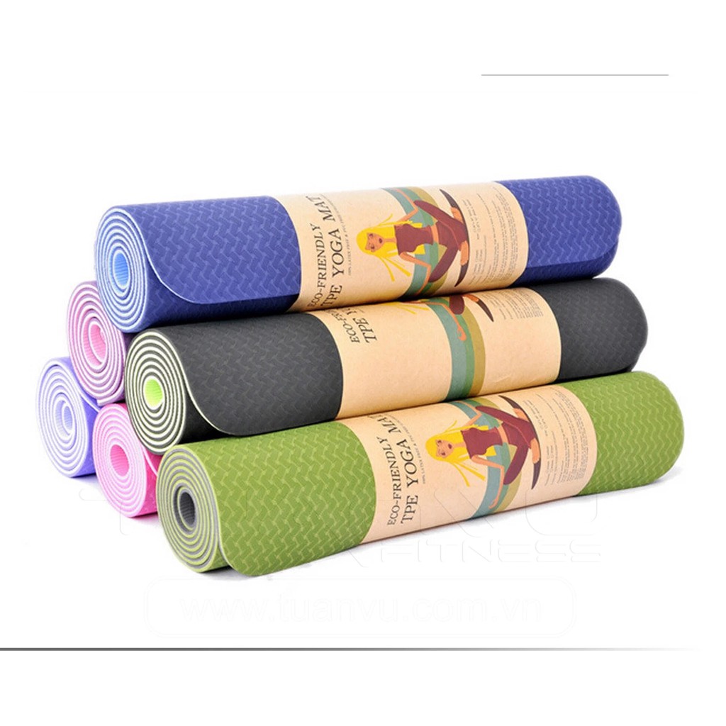 Thảm tập yoga 2 lớp chuẩn loại 1 - thể thao thể hình - dụng cụ tập yoga - gym