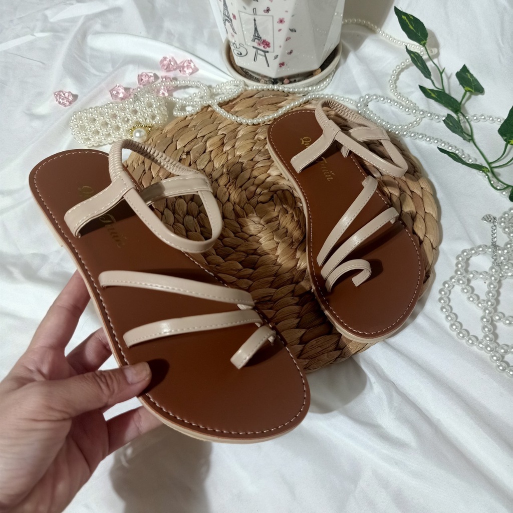 Dép sandal nữ 2 quai chun xỏ ngón cách điệu trẻ trung hình chụp thật_TB2Q xỏ