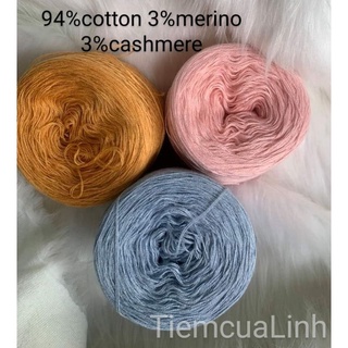 Sợi  COTTON merino cashmere đan móc áo váy xuân hè, hè thu