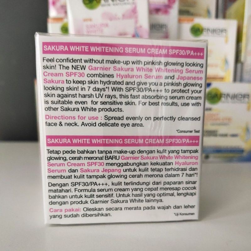 (Hàng Mới Về) Kem Dưỡng Trắng Da Ban Ngày Garnier Sakura Chống Nắng Spf30 / Pa + + + 50ml