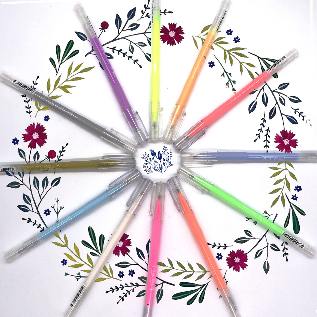 Bút Dạ Quang Ngòi 0.6mm Với 12 Màu Để Lựa Chọn SeamiArt