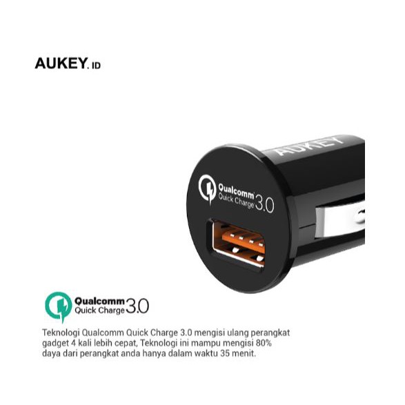 Củ sạc nhanh Aukey cổng USB 18W QC 3.0 cho xe hơi