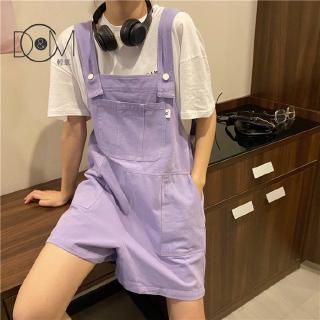 Quần yếm ngắn dáng rộng màu tím nhạt thời trang cá tính