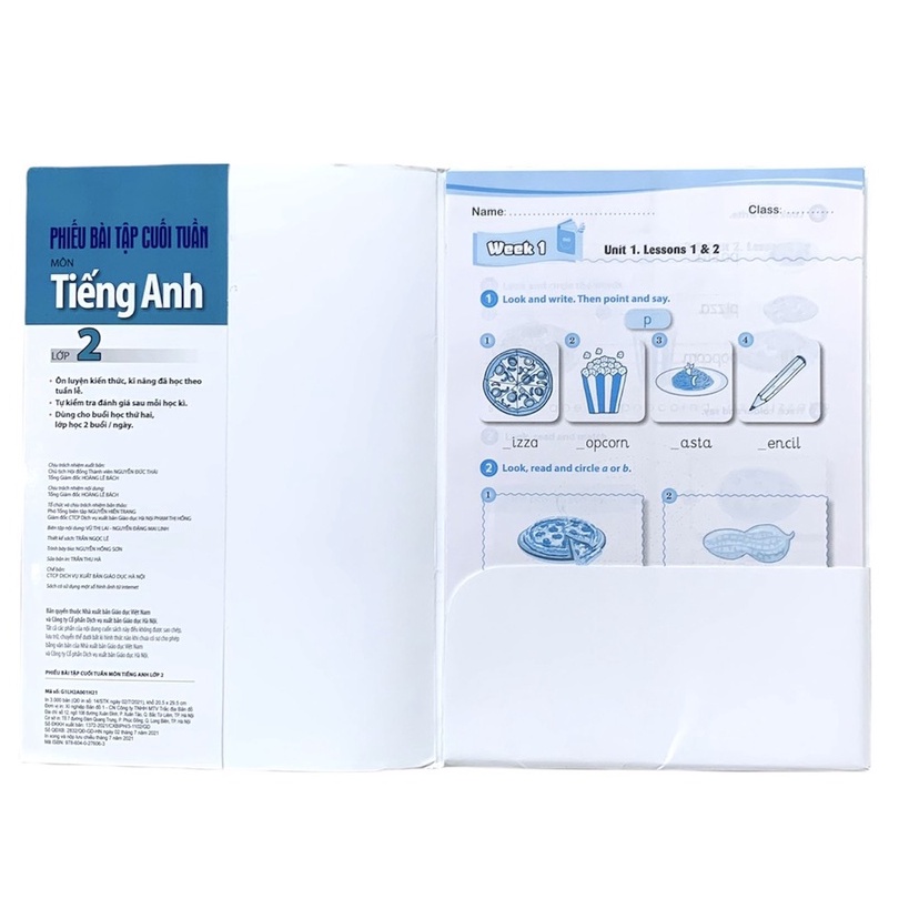 Sách - Phiếu bài tập cuối tuần môn Tiếng Anh lớp 2.