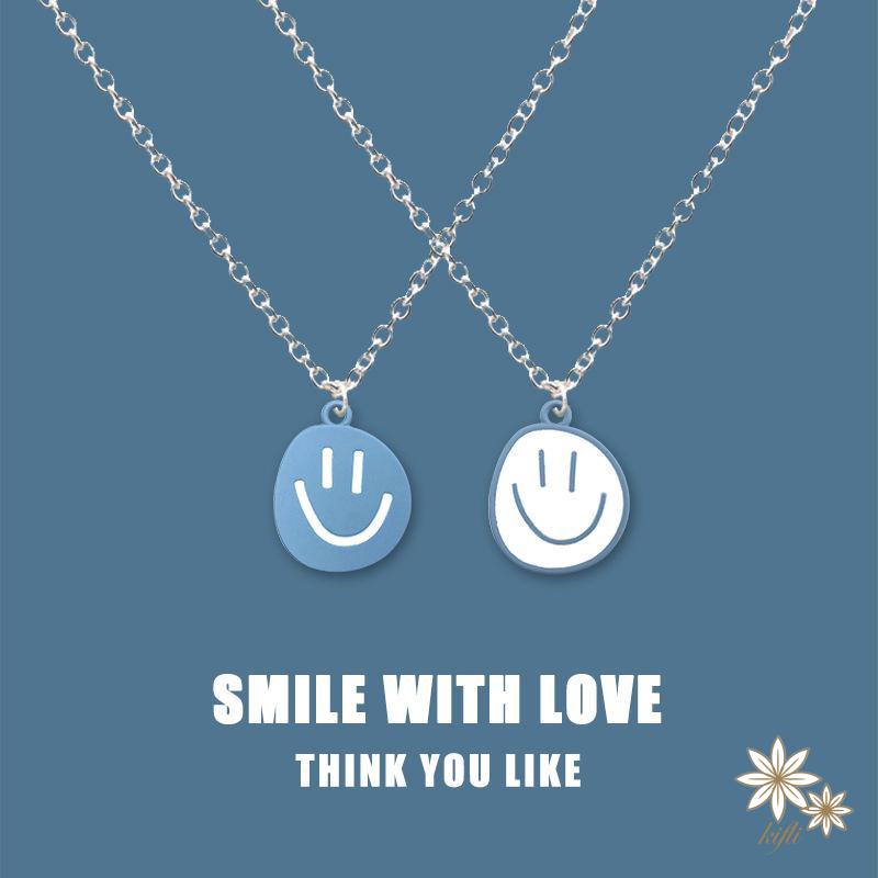 【kifli】Vòng cổ Mặt Hình Mặt Cười Màu Xanh Dương Thời Trang Cho Nữ