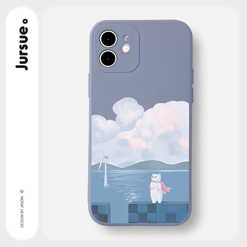 Ốp lưng JURSUE mềm viền vuông hình dễ thương đẹp Cho iPhone 14 13 12 11 Pro Max SE 2020 X XR XS 8 7 ip 6S 6 Plus Y2205