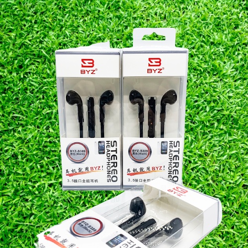 Tai nghe Byz S389, dây dẹt, nhét tai, phù hợp với mọi dòng điện thoại, 2 màu trắng đen bảo hành 1 đổi 1