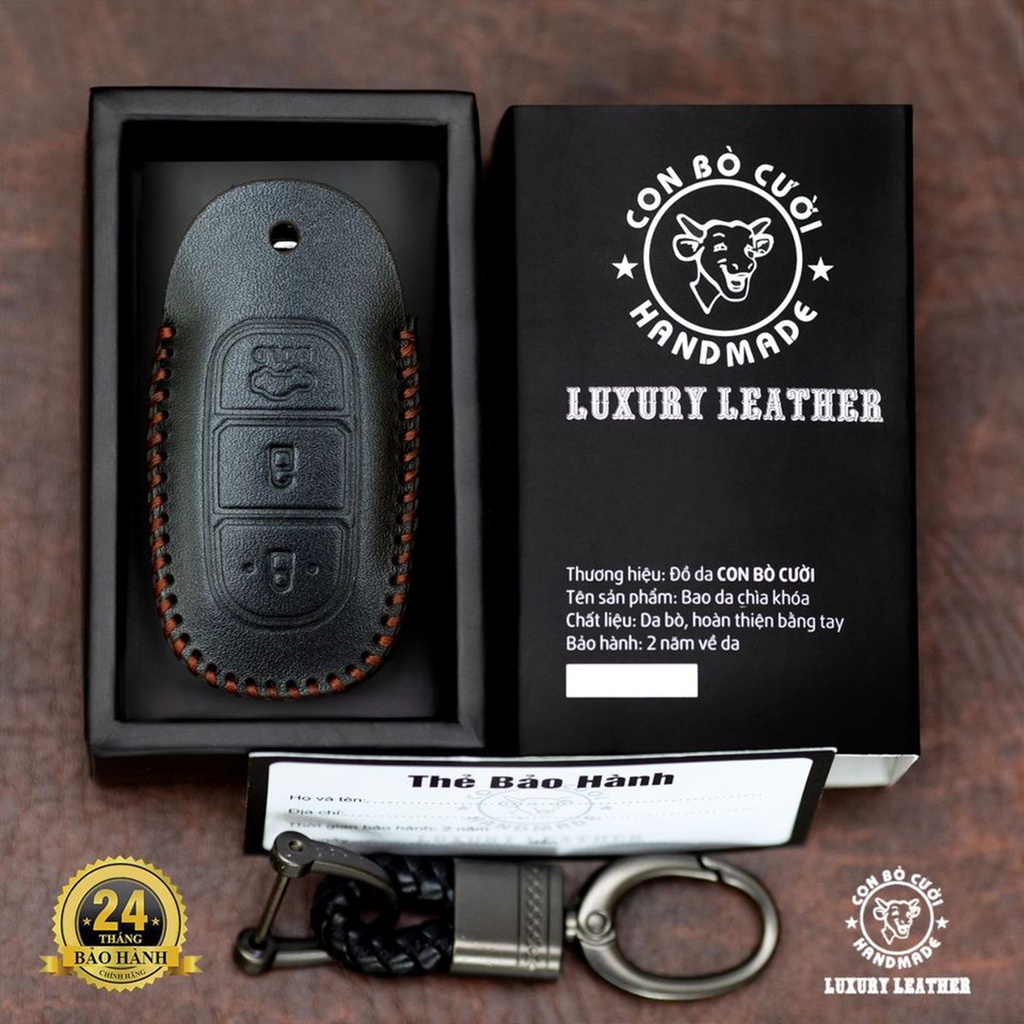 Bao da chìa khoá ô tô Huyndai Santafe 2019-2022 Accent 2018-2022 Kona bảo hành bọc chìa 24 tháng tặng kèm móc chìa khóa