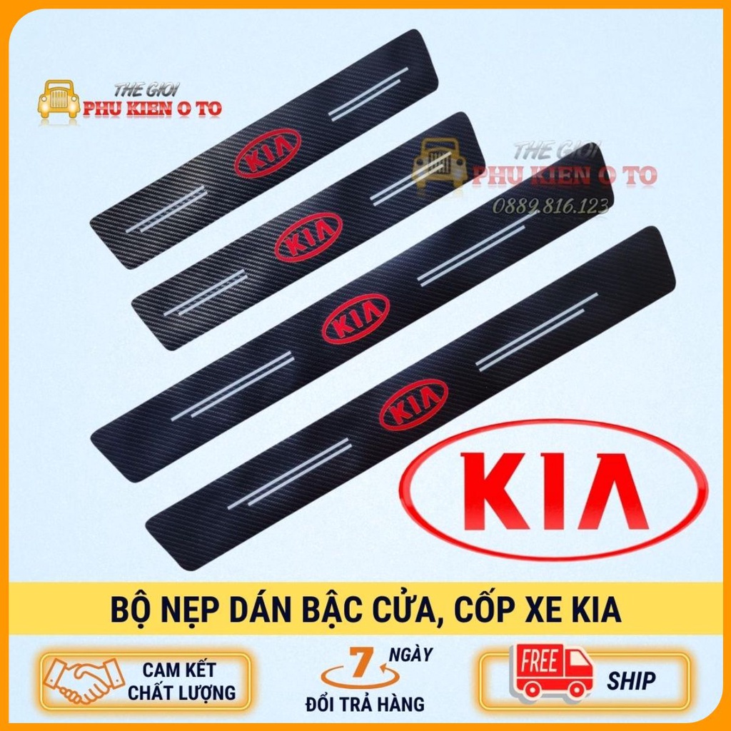 KIA - Bộ Miếng Dán Chống Trầy Xước Có Logo Hãng KIA Bảo Vệ Bậc Cửa Và Dán Cốp Xe Hơi, Xe Ô Tô