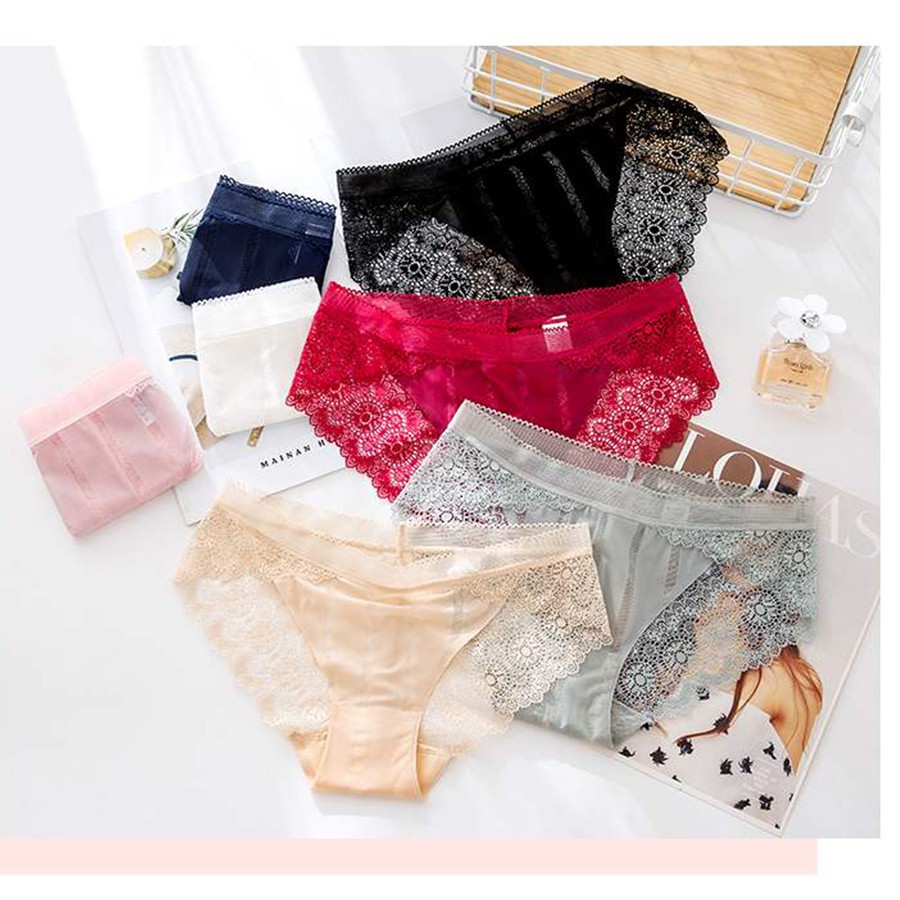Quần lót nữ họa tiết sọc kiểu dáng Ren đáy quần Cotton | BigBuy360 - bigbuy360.vn