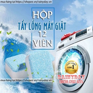 Hộp 12 viên tẩy rửa vệ sinh lồng máy giặt khử mùi máy giặt cửa trước ngang trên đứng tại nhà