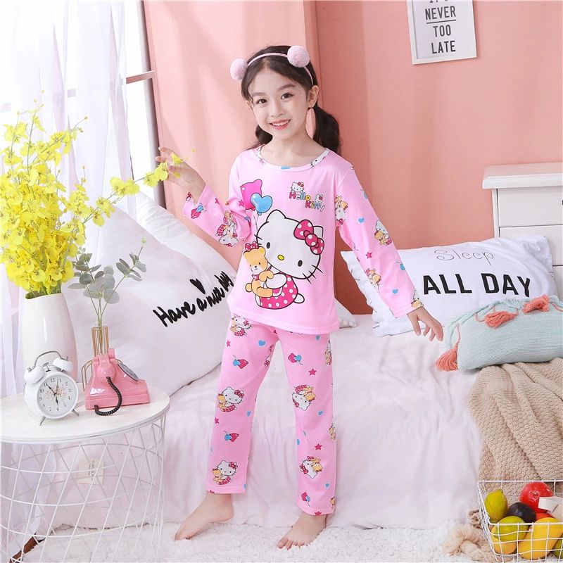 Áo Thun Tay Dài In Hình Mèo Hello Kitty Đáng Yêu Cho Bé