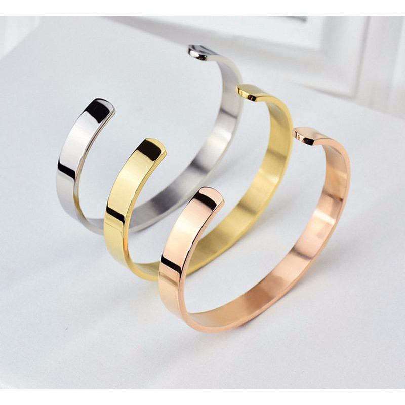 Vòng Tay Nam Nữ Hình Chữ C Ti Tan Không Gỉ TT 0613