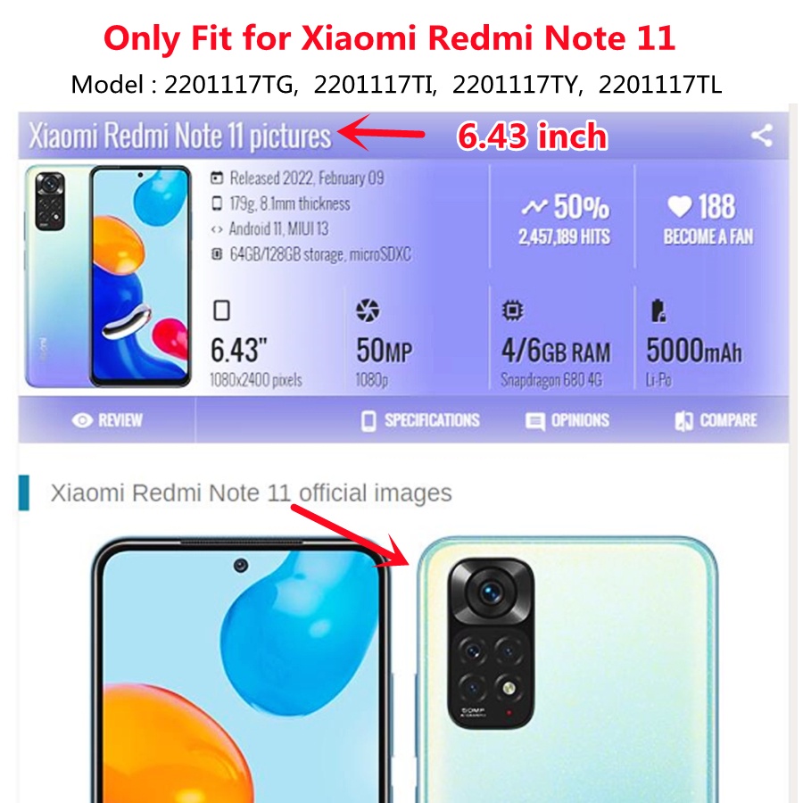 Ốp Điện Thoại Cho Xiaomi Redmi Note 11/ Note 11s 112201117Tg, 2201117Tiểu; 2201117Sg, 2201117Màn Hình LCD Cùng Bộ Số Hóa Cảm Ứng