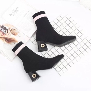 (CÓ SẴN) Bốt Chun Kẻ Viền Cổ Ngắn