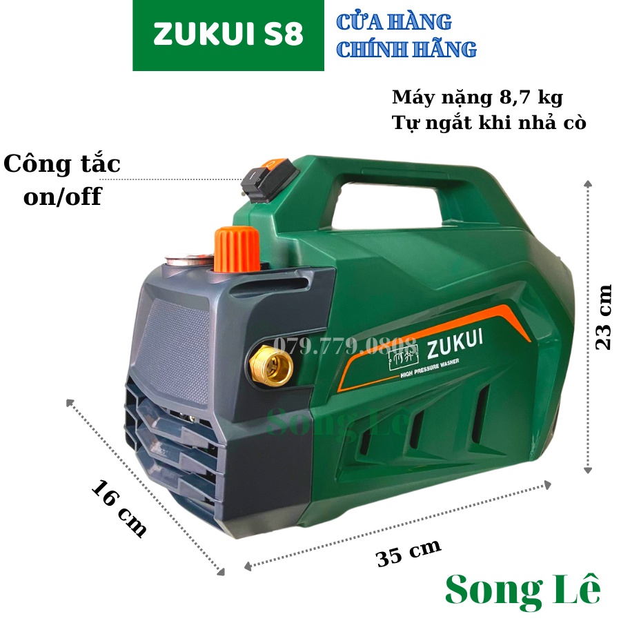 Máy Rửa Xe Chỉnh Áp Zukui S8 - 3000W - Model 2022 - MÁY XỊT RỬA, MÁY RỬA ÁP LỰC NƯỚC - Tặng dây 15m