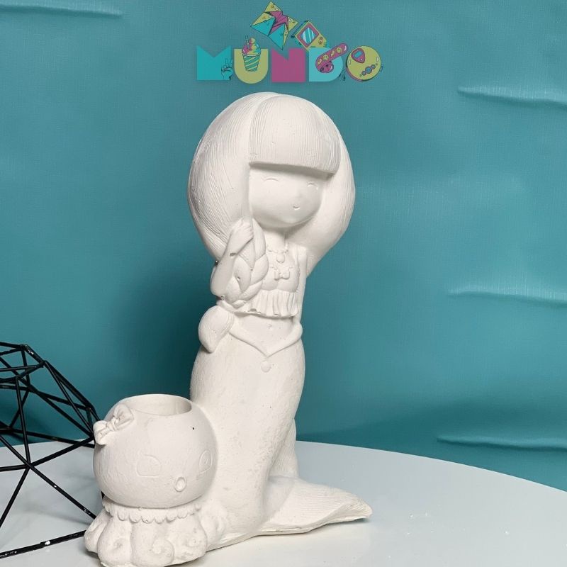 Tượng tô màu cao cấp chọn mẫu SIZE XXL TIÊN CÁ VÀ BẠCH TUỘT, tượng thạch cao MUNDO