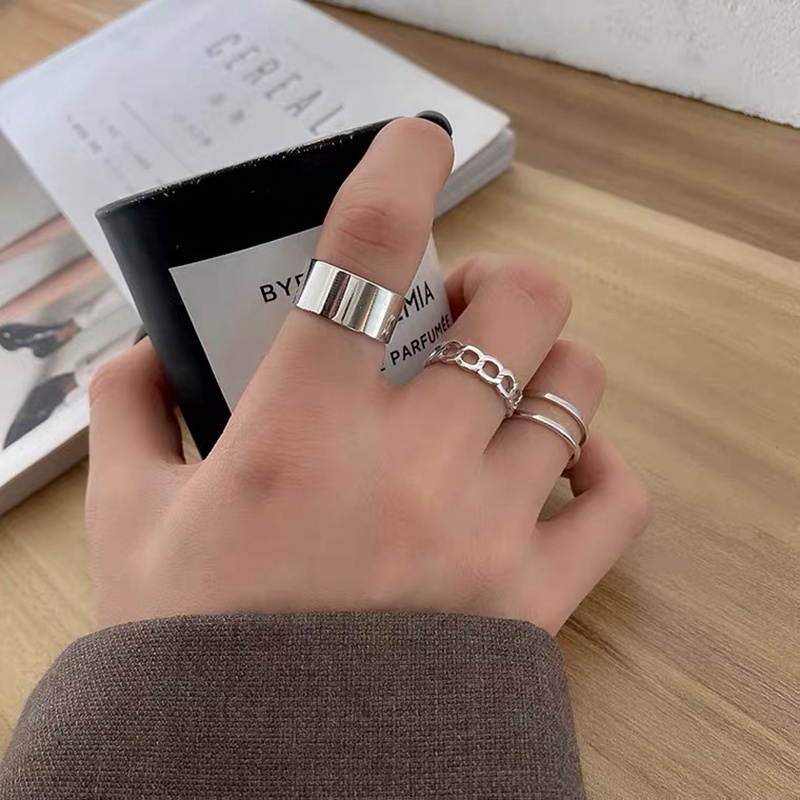 Set 3 Nhẫn Bạc Thời Trang Có Thể Điều Chỉnh Dành Cho Nữ